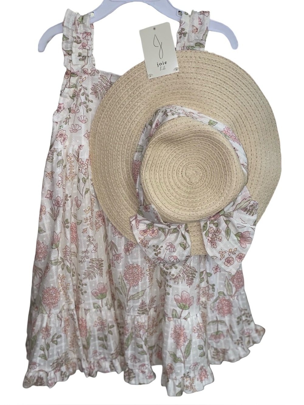 Joie Kids little girl toddlers floral dress & hat set size 5T